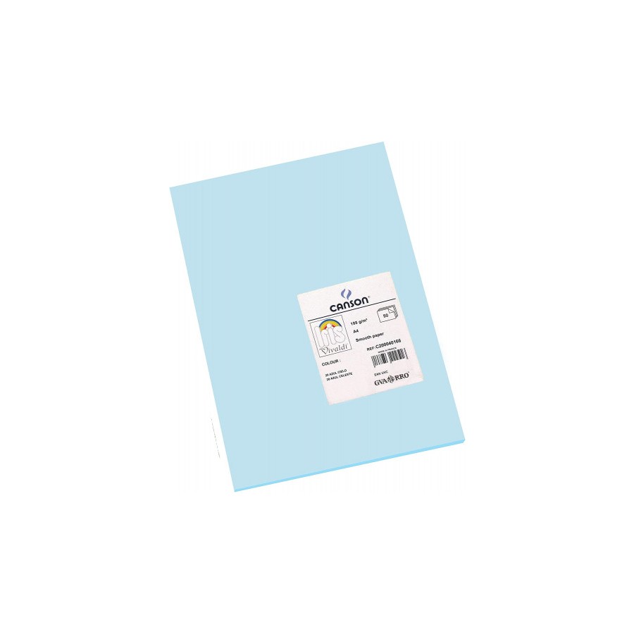 4899-PAQUETE 50 HOJAS CARTULINA IRIS A4 185G AZUL CIELO GUARRO CANSON C200040166