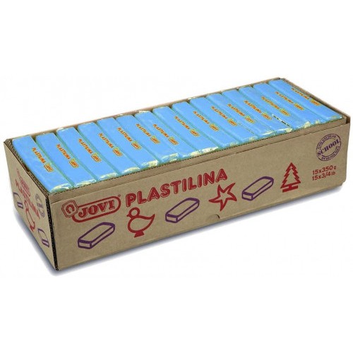5032-CAJA 15 PASTILLAS PLASTILINA 350 G - AZUL CLARO JOVI 7212