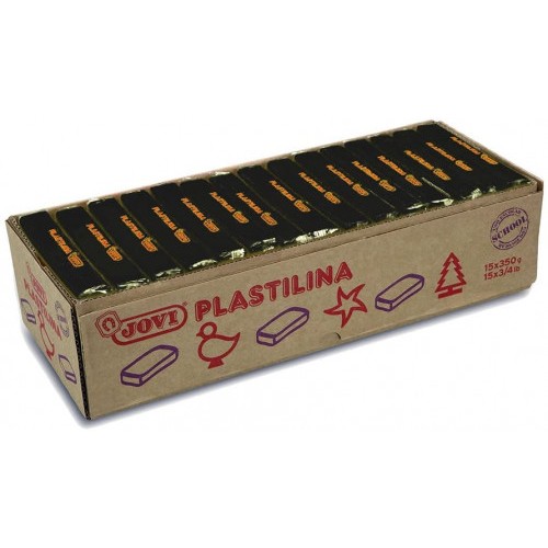 5035-CAJA 15 PASTILLAS PLASTILINA 350 G - NEGRO JOVI 7215