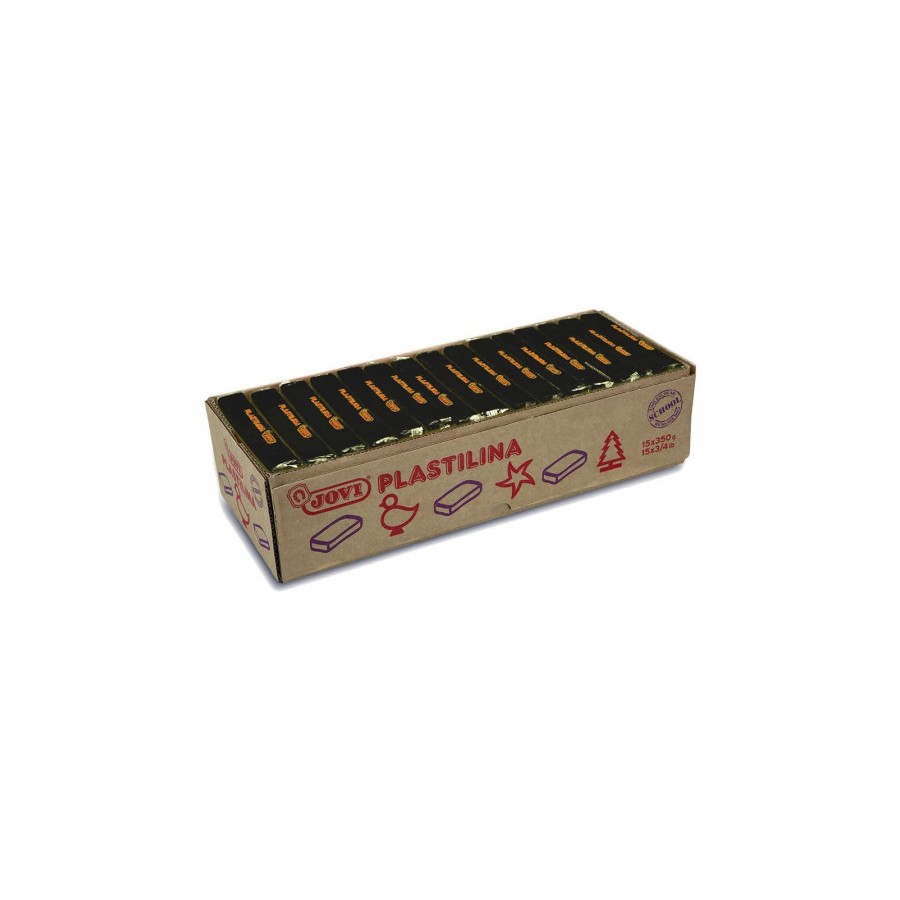 5035-CAJA 15 PASTILLAS PLASTILINA 350 G - NEGRO JOVI 7215
