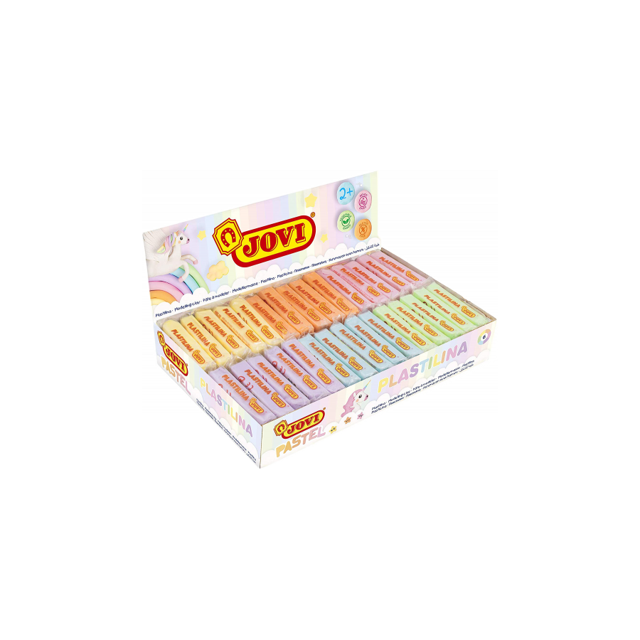 5036-CAJA EXPOSITORA 30 PASTILLAS PLASTILINA 50 G COLORES PASTEL (5 UDS X 6 COLORES)  JOVI 70P