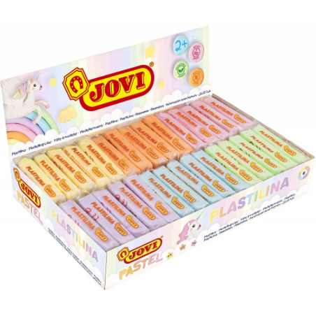 5036-CAJA EXPOSITORA 30 PASTILLAS PLASTILINA 50 G COLORES PASTEL (5 UDS X 6 COLORES)  JOVI 70P