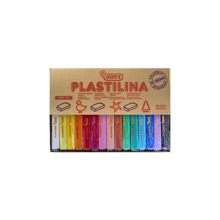 5039-CAJA EXPOSITORA 15 PASTILLAS PLASTILINA 350 G COLORES SURTIDOS JOVI 72S
