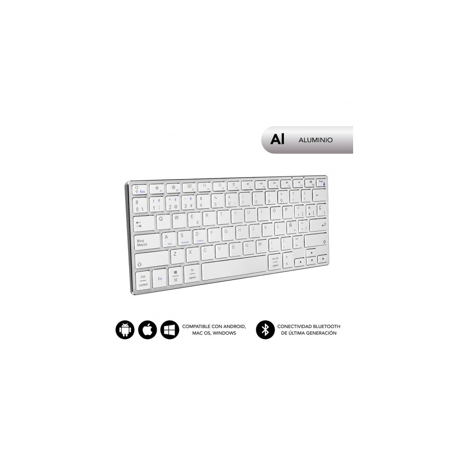 SUBBLIM Teclado Wireless Bluetooth Aluminio Advance Compact Silver