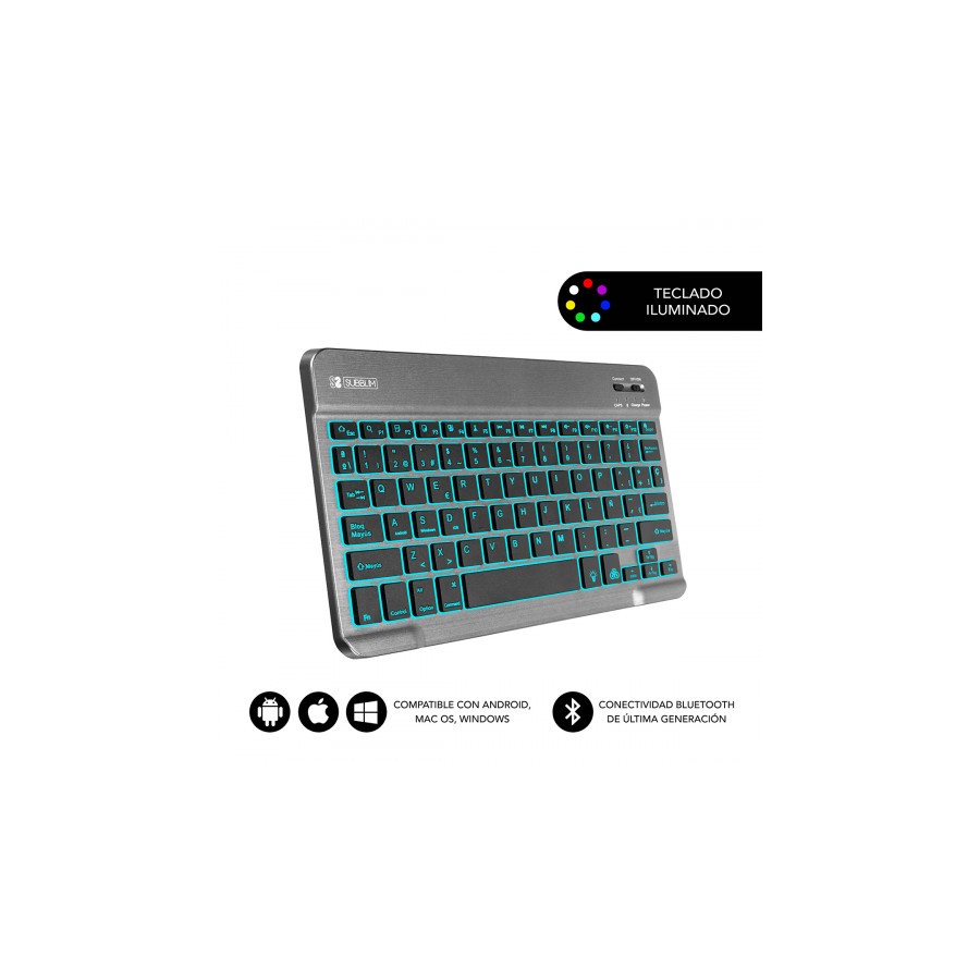 5058-SUBBLIM Teclado Retroiluminado Bluetooth Smart Backlit BT Keyboard Grey