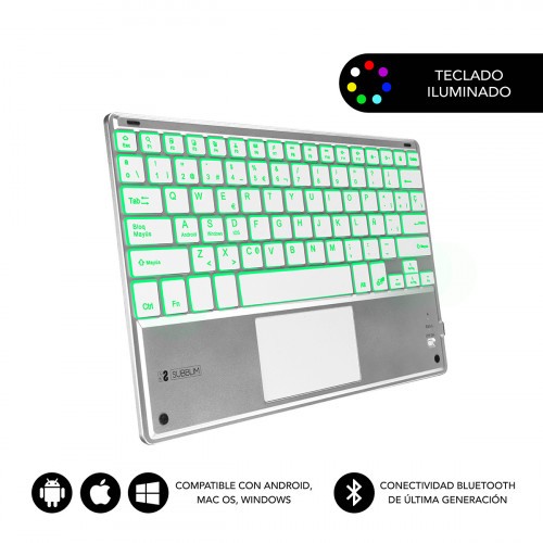 5060-SUBBLIM Teclado Bluetooth Smart Backlit BT Keyboard Touchpad Silver