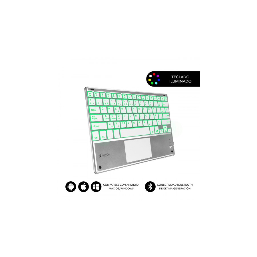 5060-SUBBLIM Teclado Bluetooth Smart Backlit BT Keyboard Touchpad Silver