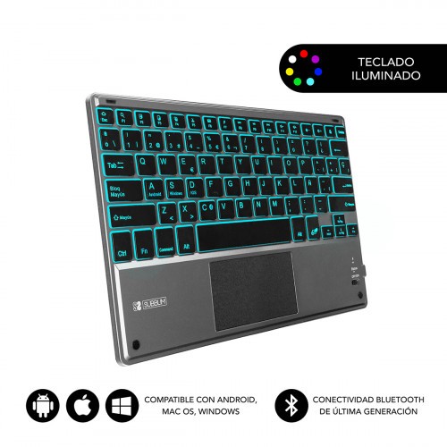 5062-SUBBLIM Teclado Bluetooth Smart Backlit BT Keyboard Touchpad Grey
