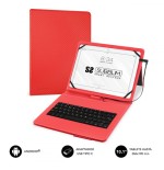 5086-SUBBLIM Funda con Teclado Micro USB - USB C KEYTAB PRO USB 10,1" Red