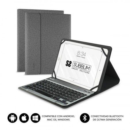 5092-SUBBLIM Funda con Teclado KEYTAB PRO BLUETOOTH 10,1" Grey