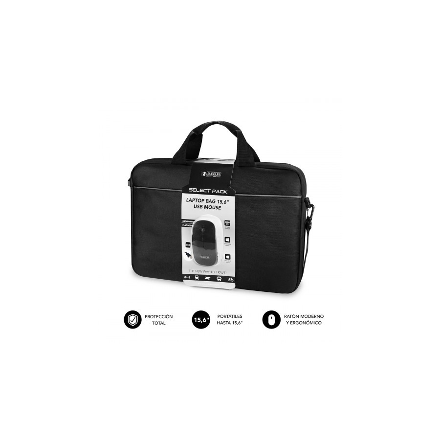 5100-SUBBLIM Maletin con Raton Select Pack Wired Mouse USB + Laptop bag 15,6"