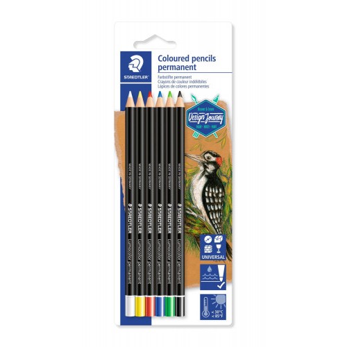 5220-BLISTER CON 6 LAPICES, UNO DE CADA COLOR (BLANCO, AMARILLO, ROJO, AZUL, VERDE Y NEGRO) STAEDTLER 10820BK6-C