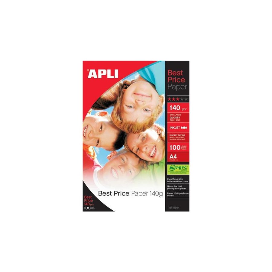 5336-PAQUETE 100 HOJAS PAPEL FOTO INK.BRI A4 140G.11804 APLI
