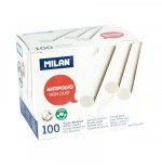 CAJA 100 TIZAS DE CARBONATO DE CALCIO BLANCAS REDONDAS -ANTIPOLVO MILAN 2442100