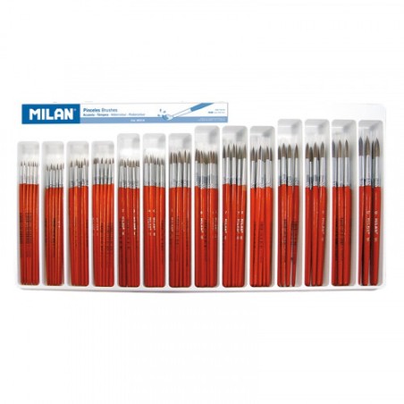5354-BANDEJA 144 PINCELES ESCOLARES REDONDOS (SERIE 101) MILAN 80318