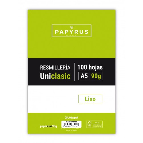 5401-RECAMBIO PAQUETE 100 HOJAS A5 UNICLASIC 90 GR. LISO SIN MARGEN PAYRUS 53390000