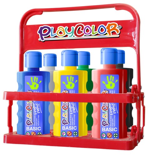 5428-FINGER PAINT BASIC PARA 6 BOTELLAS 500ML. BASKET 6 COLORES PLAYCOLOR 17791