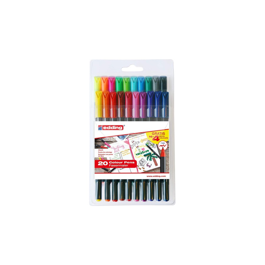 5446-PACK CON 16 ROTULADORES ESTANDAR + 4 ROTULADORES PASTEL S/C 1200 EDING E1200-20-BTS