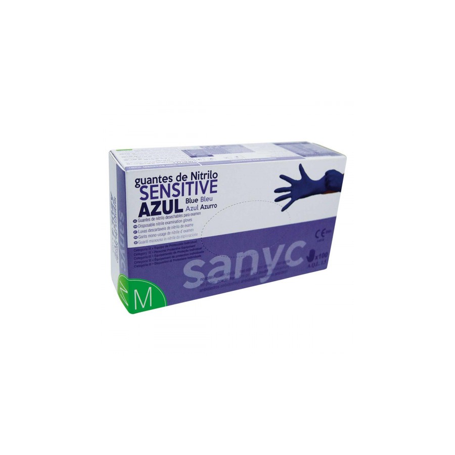 5457-PAQUETE DE 100 GUANTES NITRILO SENSITIVE S/P  T-M P-100 EXAMEN SANICEN GU104