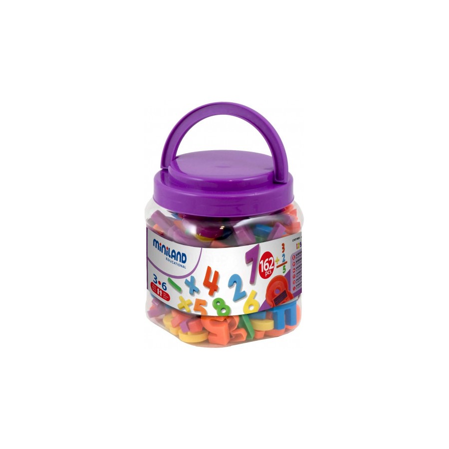 JUEGO LETRAS NUMEROS MAGNETICOS BOTE DE 162 PIEZAS MINILAND 97915