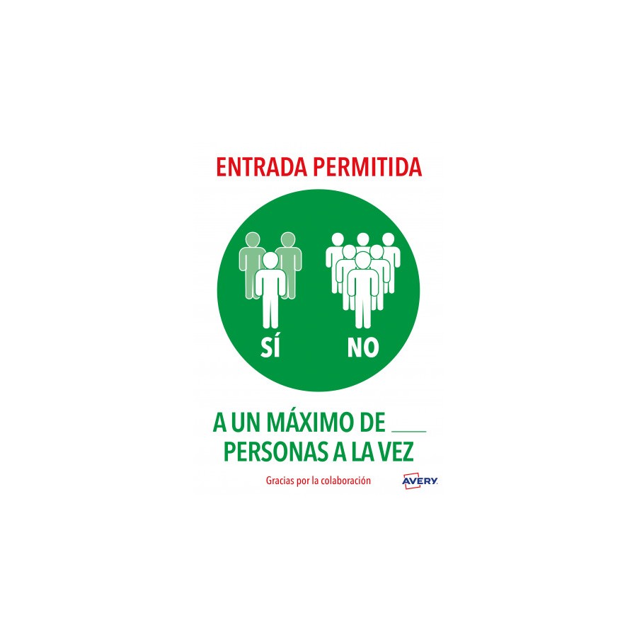 5627-SENALES ADHESIVOS PREIMPRESO  "ENTRADA PERMITIDA" SOBRE DE 2 HOJAS EN A4 AVERY AV_KITCOVID6_ES