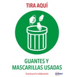 5629-SENALES ADHESIVOS PREIMPRESO  "TIRA AQUI GUANTES Y MASCARILLAS USADAS" SOBRE DE 2 HOJAS EN A4 AVERY AV_KITCOVID7_ES