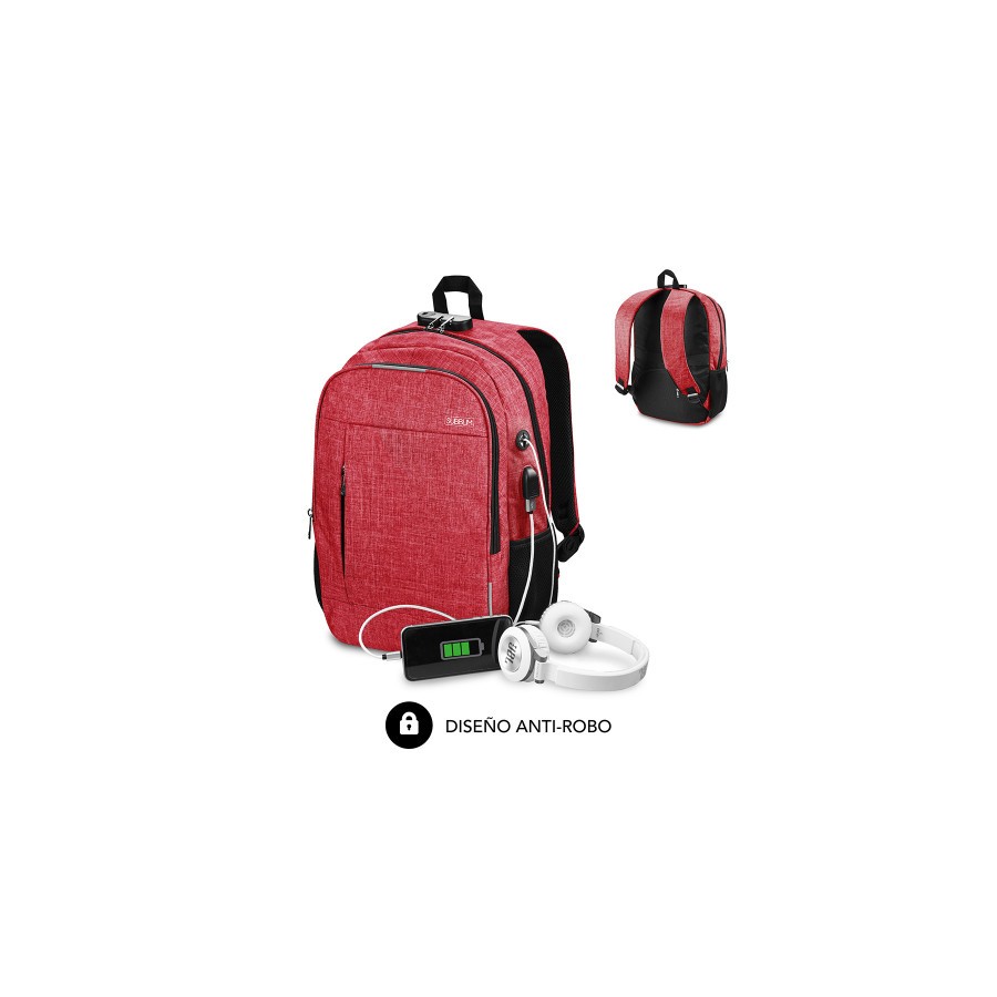 5776-SUBBLIM Mochila para Portatil Urban Lock Backpack 16" Red
