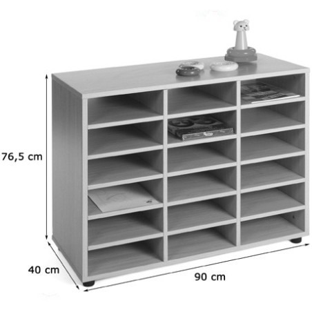 5863-MUEBLE BAJO 18 CASILLAS HAYA MOBEDUC 600208HP18