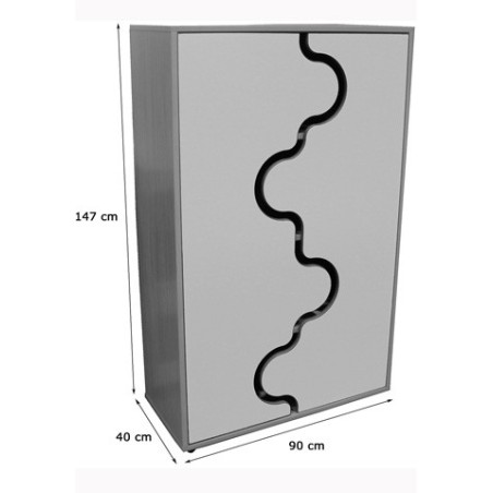 5883-MUEBLE MEDIO ARMARIO, PUERTAS ONDA HAYA MOBEDUC 600319HPS18