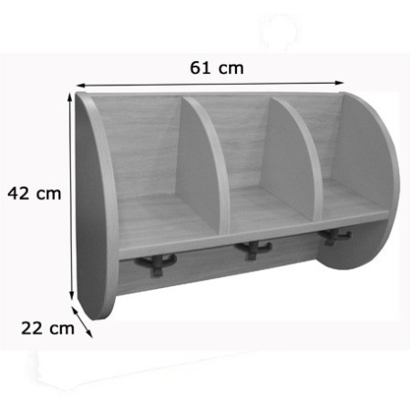 6007-MUEBLE PERCHERO "QUESITOS" 3 CASILLAS 605 HAYA MOBEDUC 600618H19