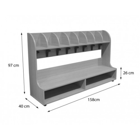 6081-BANCO ZAPATERO PERCHERO 8 CASILLAS HAYA MOBEDUC 600649HP18