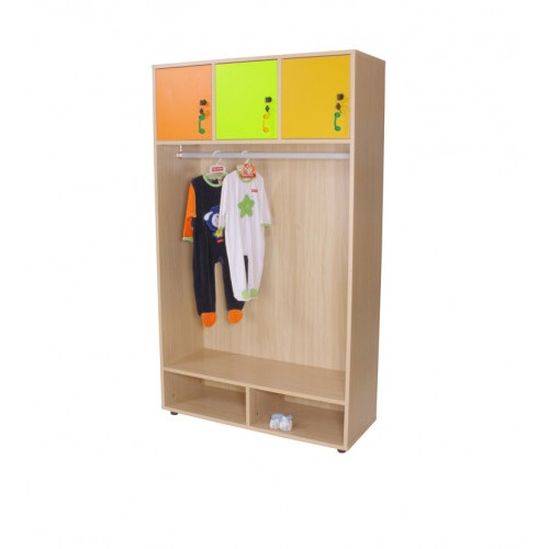 6236-MUEBLE PERCHERO ABIERTO CON BARRA Y 3 PUERTAS HAYA MOBEDUC 600636HPC18