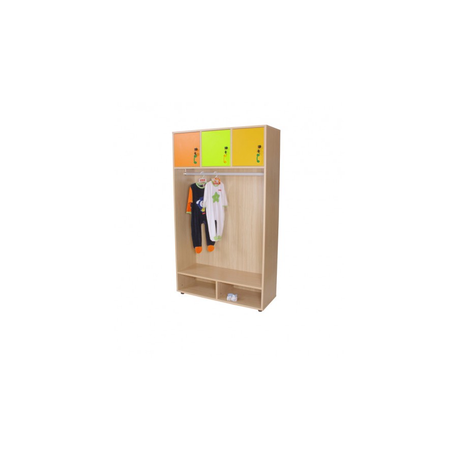 6236-MUEBLE PERCHERO ABIERTO CON BARRA Y 3 PUERTAS HAYA MOBEDUC 600636HPC18