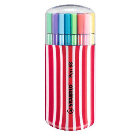 649-ESTUCHE ROTULADOR PUNTA MEDIA 1MM. ZEBRUI 20 UNIDADES CEREZA STABILO 6820-02-1-5