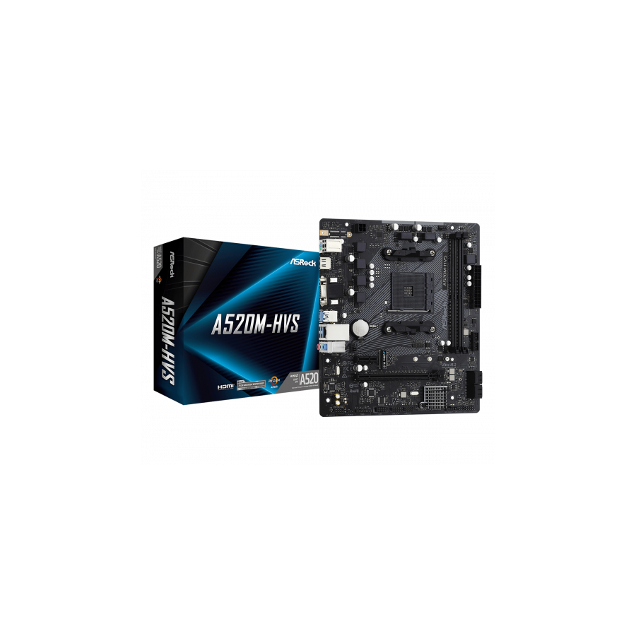 6611-PLACA ASROCK A520M-HVS,AMD,AM4,A520,2DDR4,64,VGA+HDMI,4SATA3,1M.2,4USB2.0,2USB3.2,USB-C,1GB,MATX
