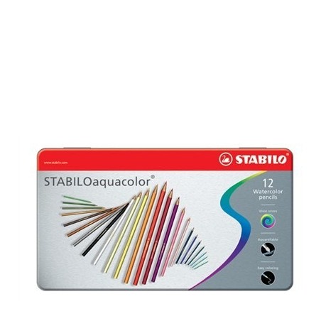672-ESTUCHE DE METAL 12 LAPICES PUNTA 2,8MM. AQUACOLOR SURTIDOS STABILO 1612-5
