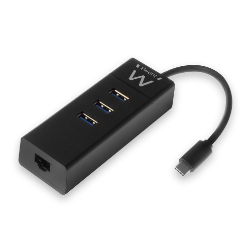 6724-Ewent EW1141 hub de interfaz USB 3.2 Gen 1 (3.1 Gen 1) Type-C 5000 Mbit/s Negro
