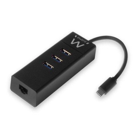 6724-Ewent EW1141 hub de interfaz USB 3.2 Gen 1 (3.1 Gen 1) Type-C 5000 Mbit/s Negro