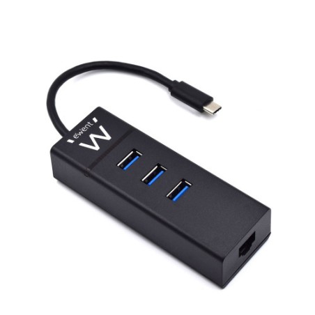 6725-Ewent EW1141 hub de interfaz USB 3.2 Gen 1 (3.1 Gen 1) Type-C 5000 Mbit/s Negro