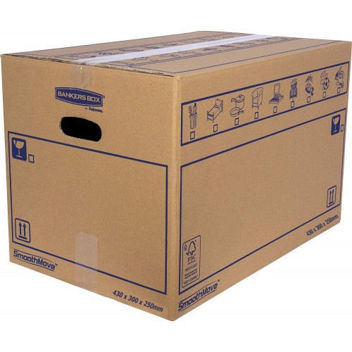 6825-CAJA DE MUDANZA MONTAJE MANUAL M 430X300X250. CARTON SIMPLE BANKERS BOX 6208301