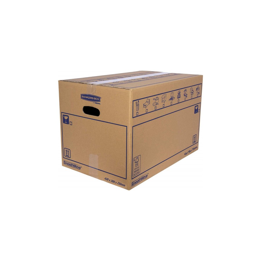 6825-CAJA DE MUDANZA MONTAJE MANUAL M 430X300X250. CARTON SIMPLE BANKERS BOX 6208301