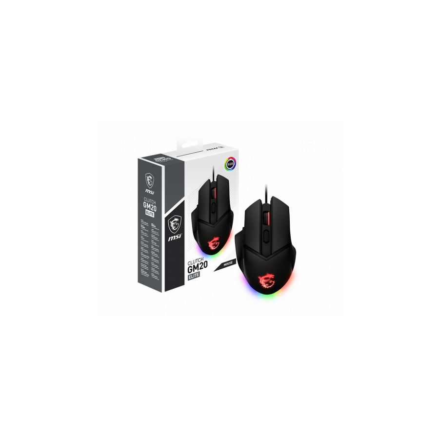 MSI Clutch GM20 Elite raton mano derecha USB tipo A Optico 6400 DPI