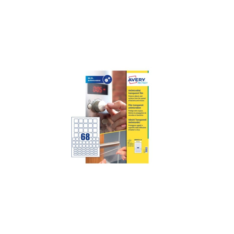 6850-Avery AM00SA4 etiqueta autoadhesiva Plaza Permanente Transparente 680 pieza(s)