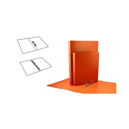 6903-CARPETA ANILLAS REDONDAS CARTON GOFRADO FOLIO NATURAL 2-A-25 MM. No 12 CUERO REDONDA  MARIOLA 5182N