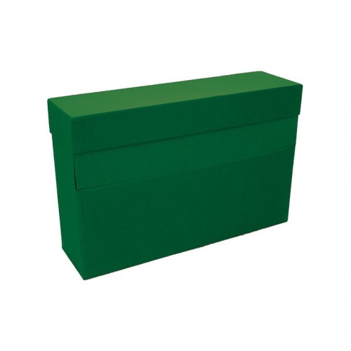 6918-CAJA TRANSFERENCIA A4 CARTON FORRADO EN GELTEX (35X25,5X 11 CM) VERDE MARIOLA 1675VE