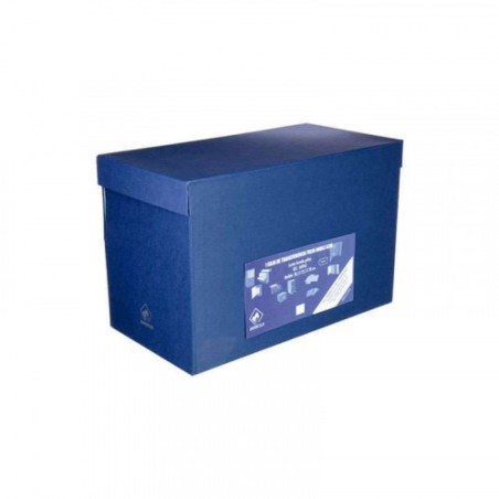 6923-CAJA TRANSFERENCIA FOLIO DOBLE LOMO CARTON FORRADO EN GELTEX (39X25,5X20 CM) AZUL MARIOLA 1689AZ