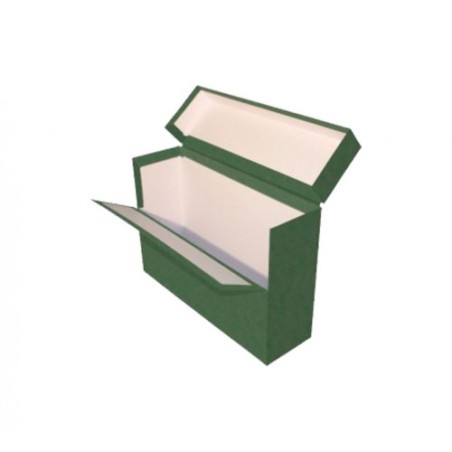 6925-CAJA TRANSFERENCIA FOLIO DOBLE LOMO CARTON FORRADO EN GELTEX (39X25,5X20 CM) VERDE MARIOLA 1689VE