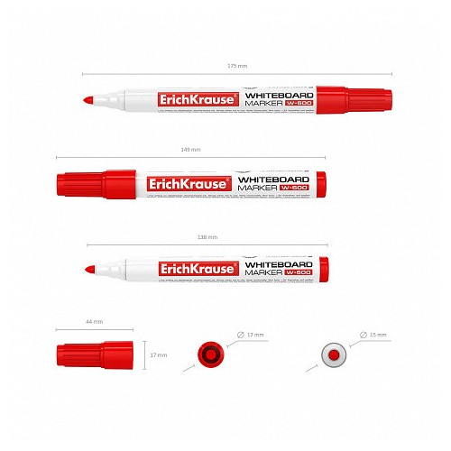 7009-MARCADOR PIZARRA BLANCA W-500, COLOR: ROJO ERICH KRAUSE 12847