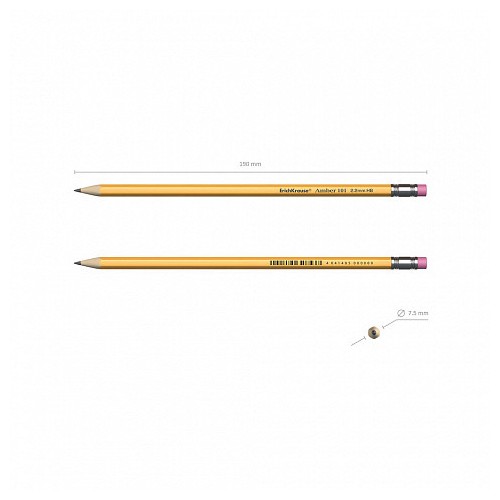 7010-LAPIZ DE GRAFITO HEXAGONAL CON GOMA DE BORRAR AMBER 101 HB ERICH KRAUSE 45601