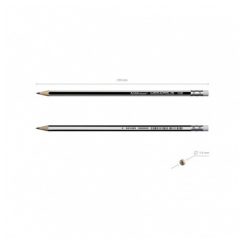 7011-LAPIZ DE GRAFITO HEXAGONAL CON GOMA DE BORRAR MEGAPOLIS HB ERICH KRAUSE 32860